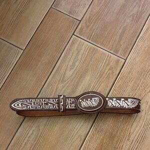 Brown Leather Belt with Intricate Design